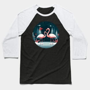 Flamingo Flock Sunset, Xmas,  Love Flamingos Baseball T-Shirt